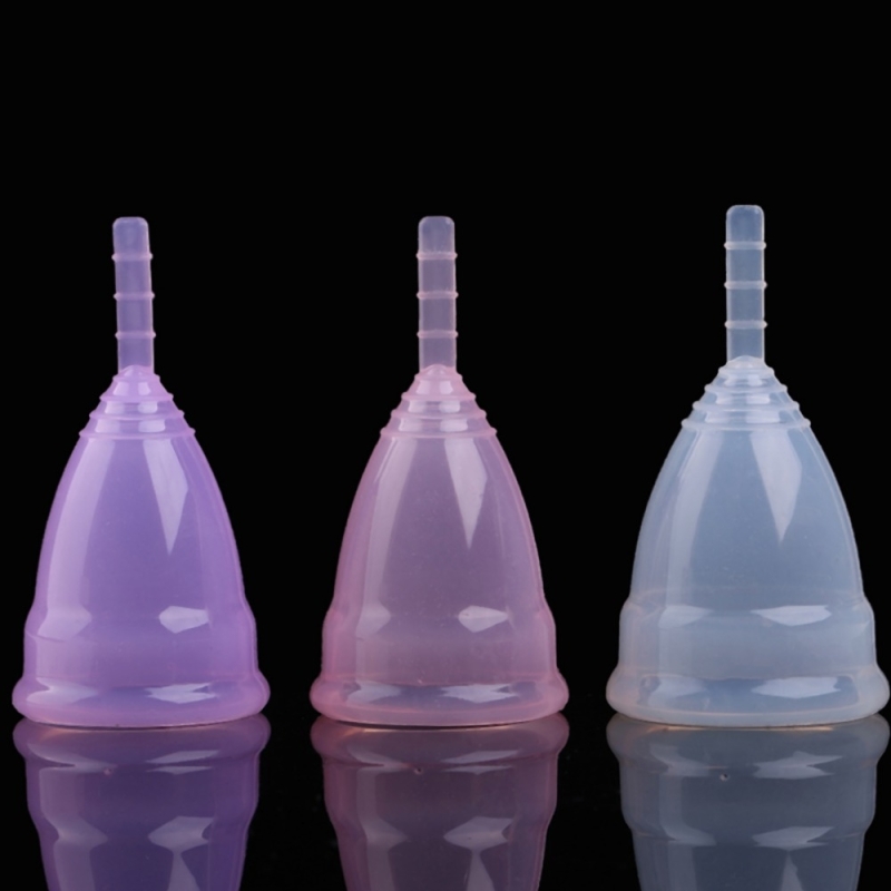 3st herbruikbare zachte Cup medische kwaliteit siliconen menstruatie Cup Size:Large(Transparent)