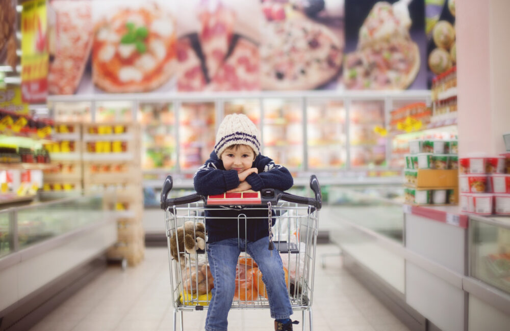krijsend kind in de supermarkt