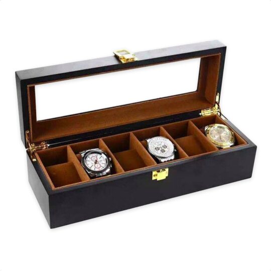 Luxe Opberger: Je horloges en sieraden veilig in deze chique 6-vaks houten box 11