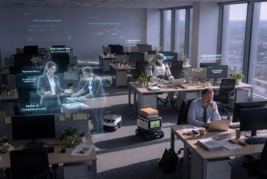 Modern kantoor in 2026 waar AI banen overneemt en werknemers verdwijnen