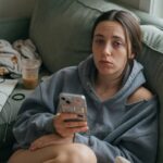 Jonge vrouw die eerlijk nadenkt over het constant zeggen dat ze druk is