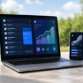 Laptop op een bureau thuis met een geopende mailbox en een bankapp op een telefoon ernaast, als beeld bij de risico's van een AI-agent zonder toezicht.