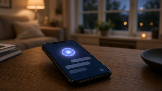 Hand met een smartphone met een generiek chatvenster van een AI-assistent, als beeld bij de nieuwe Meta AI Muse Wonder.