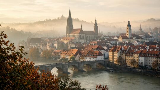 Rode daken en torens van de oude binnenstad van Praag in herfstlicht, als beeld bij de mooiste steden van Europa.
