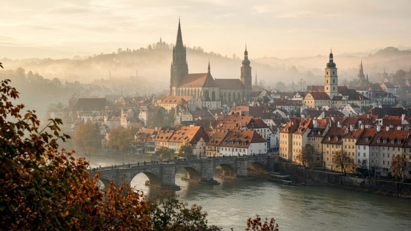 Rode daken en torens van de oude binnenstad van Praag in herfstlicht, als beeld bij de mooiste steden van Europa.